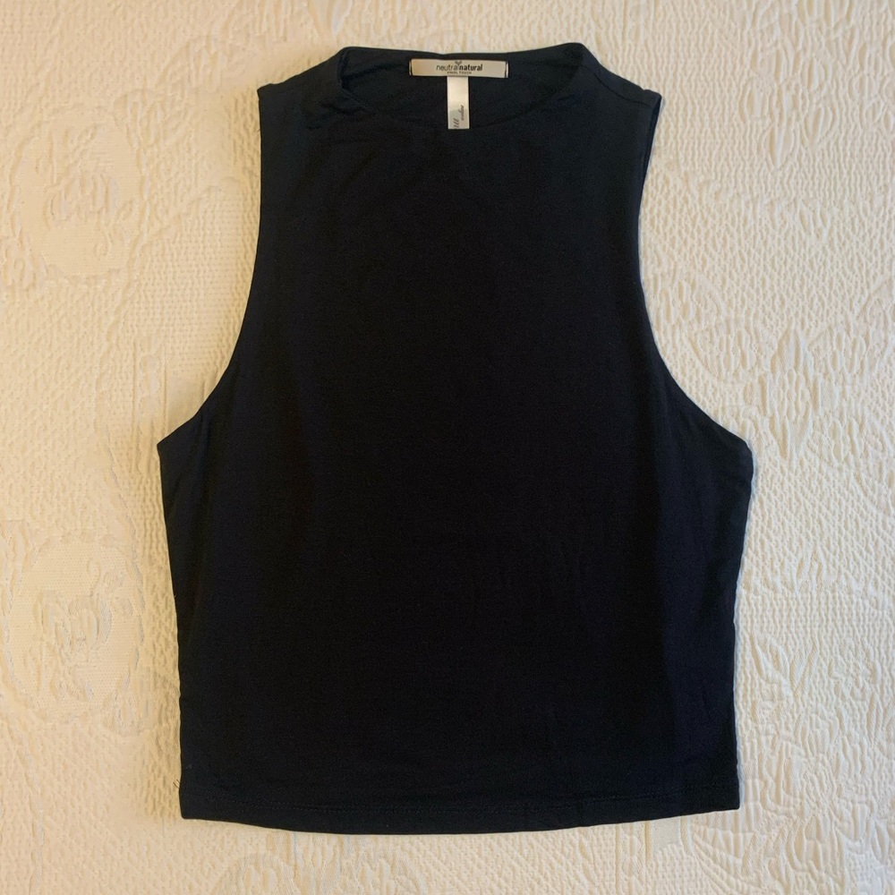 Ultra Soft Classic Black Casual Top Tank Rayon Blend